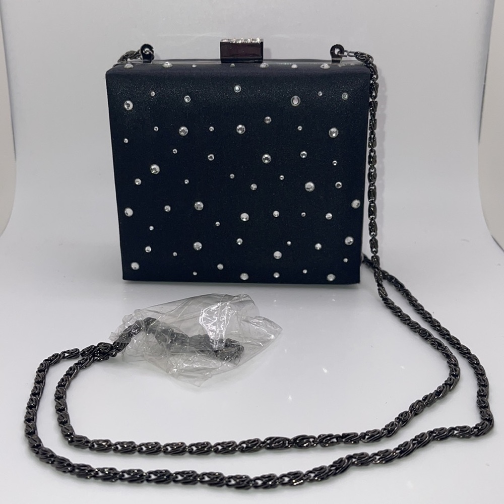 Ladies black rhinestone evening bag